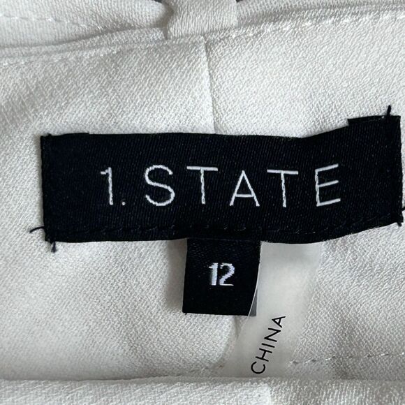 1. STATE The Fleur Ivory Textured Crepe Tie Waist Short Size 12 - Picture 2 of 14